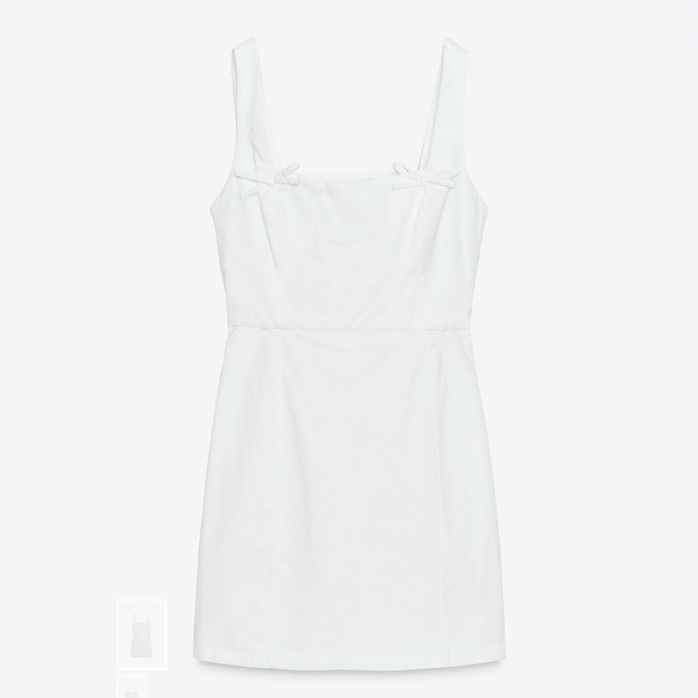 NWT Zara White Sleeveless Dress with bows - XS
